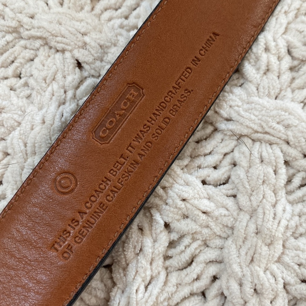 Coach Men Sz38 Leather Belt with Brass Buckle - Picture 7 of 11